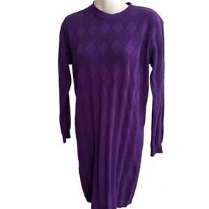 Purple Liz Claiborne Knit Sweater Dress Medium